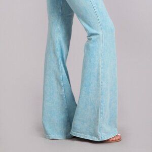 Chatoyant Mineral Wash Bell Bottoms Sky Blue Small